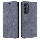 For Samsung Galaxy S24 FE 5G Ethnic Embossed Adsorption Leather Phone Case(Grey) - 1