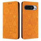 For Google Pixel 9 / 9 Pro Ethnic Embossed Adsorption Leather Phone Case(Yellow) - 1