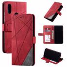 For Xiaomi Redmi Note 7 / Note 7 Pro Skin Feel Splicing Horizontal Flip Leather Case with Holder & Card Slots & Wallet & Photo Frame(Red) - 1