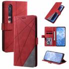 For Xiaomi Mi 10 5G / Mi 10 Pro 5G Skin Feel Splicing Horizontal Flip Leather Case with Holder & Card Slots & Wallet & Photo Frame(Red) - 1