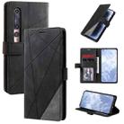 For Xiaomi Mi 10 5G / Mi 10 Pro 5G Skin Feel Splicing Horizontal Flip Leather Case with Holder & Card Slots & Wallet & Photo Frame(Black) - 1