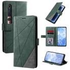 For Xiaomi Mi 10 5G / Mi 10 Pro 5G Skin Feel Splicing Horizontal Flip Leather Case with Holder & Card Slots & Wallet & Photo Frame(Green) - 1
