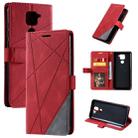 For Xiaomi Redmi Note 9 Skin Feel Splicing Horizontal Flip Leather Case with Holder & Card Slots & Wallet & Photo Frame(Red) - 1
