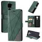 For Xiaomi Redmi Note 9 Skin Feel Splicing Horizontal Flip Leather Case with Holder & Card Slots & Wallet & Photo Frame(Green) - 1