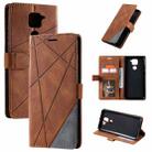 For Xiaomi Redmi Note 9 Skin Feel Splicing Horizontal Flip Leather Case with Holder & Card Slots & Wallet & Photo Frame(Brown) - 1