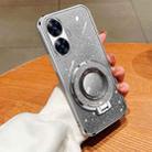 For Realme C55 4G Plated Gradient Glitter Round Holder TPU Phone Case(Silver) - 1