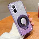 For Realme C67 4G Plated Gradient Glitter Round Holder TPU Phone Case(Purple) - 1