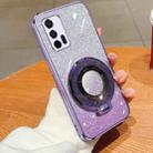 For Realme GT 5G Plated Gradient Glitter Round Holder TPU Phone Case(Purple) - 1