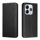For Redmi Note 14 5G Carbon Fiber Texture Magnetic Flip Leather Phone Case(Black) - 1