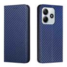 For Redmi Note 14 5G Carbon Fiber Texture Magnetic Flip Leather Phone Case(Blue) - 1
