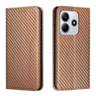 For Redmi Note 14 5G Carbon Fiber Texture Magnetic Flip Leather Phone Case(Brown) - 1