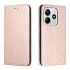 For Redmi Note 14 5G Carbon Fiber Texture Magnetic Flip Leather Phone Case(Rose Gold) - 1
