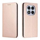 For Redmi Note 14 Pro 5G Carbon Fiber Texture Magnetic Flip Leather Phone Case(Rose Gold) - 1