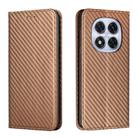 For Redmi Note 14 Pro 4G Carbon Fiber Texture Magnetic Flip Leather Phone Case(Brown) - 1