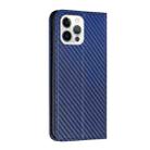 For iPhone 16 Pro Max Carbon Fiber Texture Magnetic Flip Leather Phone Case(Blue) - 3