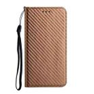 For iPhone 16 Pro Max Carbon Fiber Texture Magnetic Flip Leather Phone Case(Brown) - 2