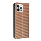 For iPhone 16 Pro Max Carbon Fiber Texture Magnetic Flip Leather Phone Case(Brown) - 3