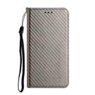 For iPhone 16 Pro Max Carbon Fiber Texture Magnetic Flip Leather Phone Case(Grey) - 2