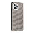 For iPhone 16 Pro Max Carbon Fiber Texture Magnetic Flip Leather Phone Case(Grey) - 3