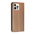 For iPhone 16 Pro Carbon Fiber Texture Magnetic Flip Leather Phone Case(Brown) - 3