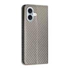 For iPhone 16 Plus Carbon Fiber Texture Magnetic Flip Leather Phone Case(Grey) - 3