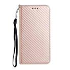 For iPhone 16 Plus Carbon Fiber Texture Magnetic Flip Leather Phone Case(Rose Gold) - 2