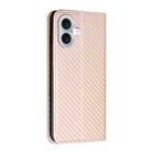 For iPhone 16 Plus Carbon Fiber Texture Magnetic Flip Leather Phone Case(Rose Gold) - 3