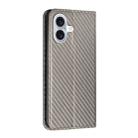 For iPhone 16 Carbon Fiber Texture Magnetic Flip Leather Phone Case(Grey) - 3