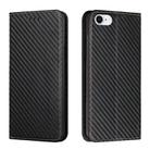 For iPhone 16e Carbon Fiber Texture Magnetic Flip Leather Phone Case(Black) - 1