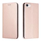 For iPhone 16e Carbon Fiber Texture Magnetic Flip Leather Phone Case(Rose Gold) - 1