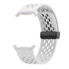 For Samsung Galaxy Watch Ultra 47mm Hole Style Plastic Connector Magnetic Folding Buckle Silicone Watch Band(White) - 2