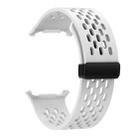 For Samsung Galaxy Watch Ultra 47mm Hole Style Plastic Connector Magnetic Folding Buckle Silicone Watch Band(White) - 3