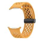 For Samsung Galaxy Watch Ultra 47mm Hole Style Plastic Connector Magnetic Folding Buckle Silicone Watch Band(Yellow) - 2