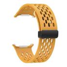 For Samsung Galaxy Watch Ultra 47mm Hole Style Plastic Connector Magnetic Folding Buckle Silicone Watch Band(Yellow) - 3