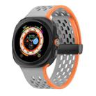 For Samsung Galaxy Watch Ultra 47mm Hole Style Plastic Connector Magnetic Folding Buckle Silicone Watch Band(Grey Orange) - 1