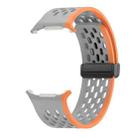 For Samsung Galaxy Watch Ultra 47mm Hole Style Plastic Connector Magnetic Folding Buckle Silicone Watch Band(Grey Orange) - 2