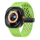 For Samsung Galaxy Watch Ultra 47mm Hole Style Plastic Connector Magnetic Folding Buckle Silicone Watch Band(Fluorescent Green) - 1