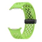 For Samsung Galaxy Watch Ultra 47mm Hole Style Plastic Connector Magnetic Folding Buckle Silicone Watch Band(Fluorescent Green) - 2