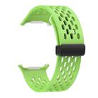 For Samsung Galaxy Watch Ultra 47mm Hole Style Plastic Connector Magnetic Folding Buckle Silicone Watch Band(Fluorescent Green) - 3