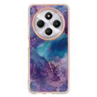 For Redmi 14C 4G Electroplating Marble Dual-side IMD Phone Case(Purple 016) - 2