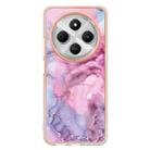 For Redmi 14C 4G Electroplating Marble Dual-side IMD Phone Case(Pink 013) - 2