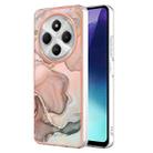 For Redmi 14C 4G Electroplating Marble Dual-side IMD Phone Case(Rose Gold 015) - 1