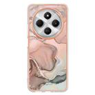 For Redmi 14C 4G Electroplating Marble Dual-side IMD Phone Case(Rose Gold 015) - 2