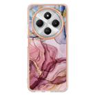 For Redmi 14C 4G Electroplating Marble Dual-side IMD Phone Case(Rose Red 014) - 2