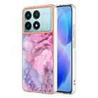 For Xiaomi Poco F6 Pro 5G Electroplating Marble Dual-side IMD Phone Case(Pink 013) - 1