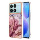 For Xiaomi Poco F6 Pro 5G Electroplating Marble Dual-side IMD Phone Case(Rose Red 014) - 1