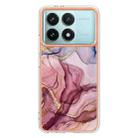 For Xiaomi Poco F6 Pro 5G Electroplating Marble Dual-side IMD Phone Case(Rose Red 014) - 2