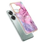 For Xiaomi Poco F6 5G Electroplating Marble Dual-side IMD Phone Case(Pink 013) - 3