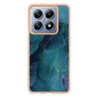 For Xiaomi 14T Pro Electroplating Marble Dual-side IMD Phone Case(Green 017) - 2