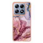 For Xiaomi 14T Electroplating Marble Dual-side IMD Phone Case(Rose Red 014) - 2